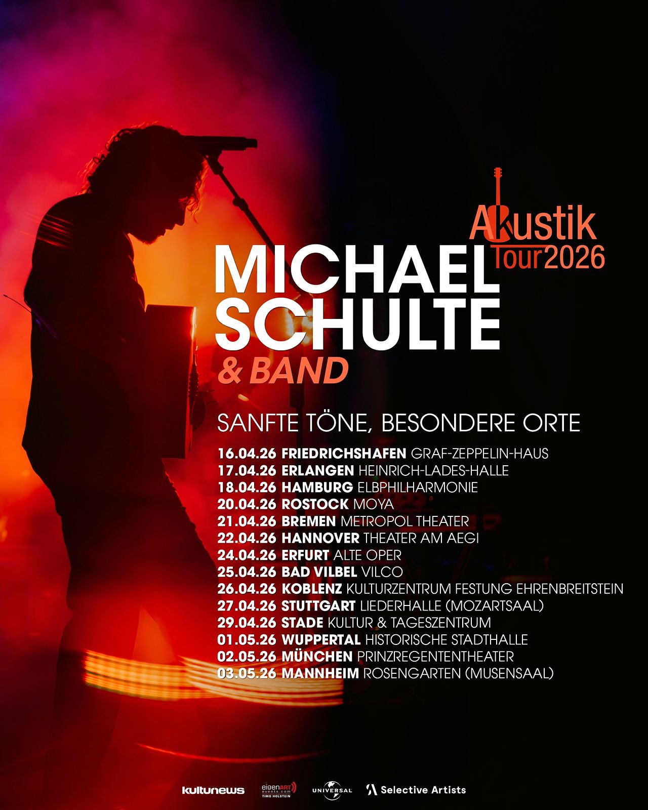 Michael Schulte Sanfte Töne, besondere Orte Tour Poster 2026